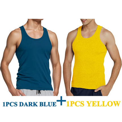 Tank Tops Men New 100% Cotton Solid Vest Mens Slim Casual Breathable Sleeveless Tops Gym Running Undershirt Male Gift Hot Sale