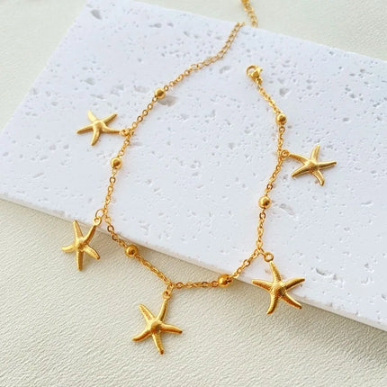 1 Pcs Fashion Stainless Steel Anklet Starfish Dolphin Scallop Tropical Fish Pendant Ocean Style Anklet
