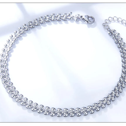 LUXUSTEEL Fashion Stainless Steel Anklets For Women Girls Boho Golden Color Leaf Arrow Ankle Bracelet Ocean Beach Foot Jewelry