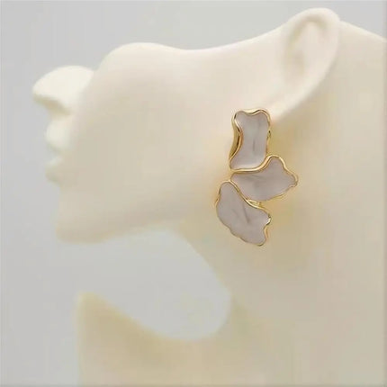 Cefiri Gold Plated Irregular Petal Earring For Women Unique Statement Flower Dangle Earrings Trendy Jewelry Gift