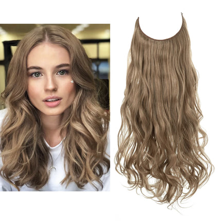 Synthetic No Clip Wave Hair Extensions Ombre Natural Black Blonde Pink One Piece False Hairpiece Fish Line Fake Hair Piece