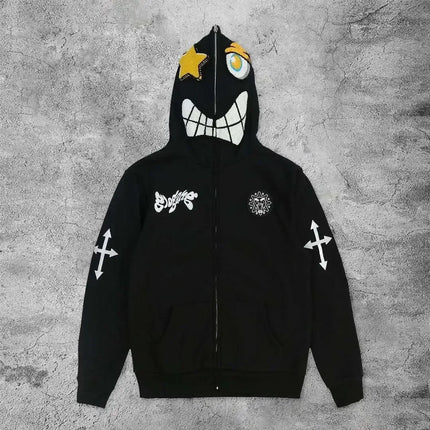 Women Men Y2K Fashion Hoodie Letter Graphics Print Zip Hoodie Clothes Women Hip-hop Long Sleeve Sweatshirt Oversized Top
