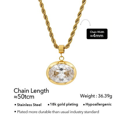 ENFASHION Para Mujer Oval Crystal Pendant Collar For Women's Stainless steel 18K Plated Gold High Street Fashion Jewelry P253622
