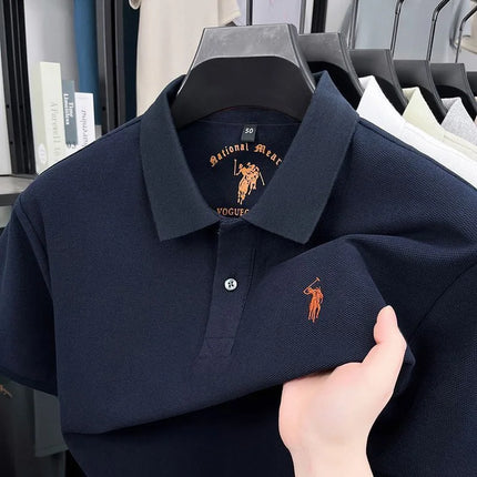 Men's Short Sleeve Polo Shirt Embroidered Cotton Blend Breathable Fashionable Turn-down Collar Summer New Arrival T-shirt