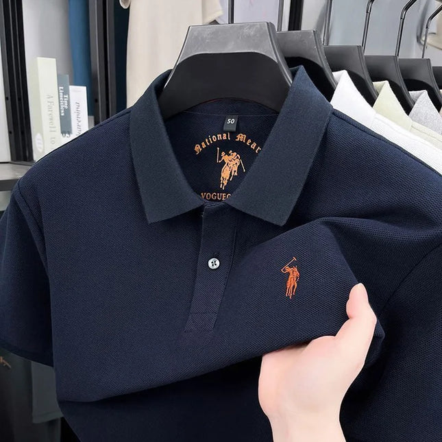 Men's Short Sleeve Polo Shirt Embroidered Cotton Blend Breathable Fashionable Turn-down Collar Summer New Arrival T-shirt
