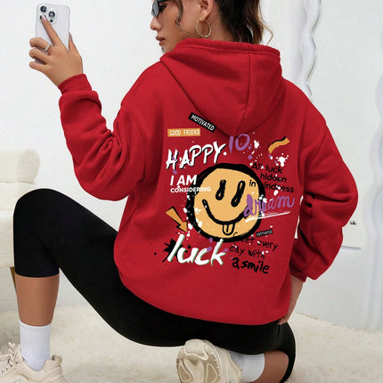 Interesting Graffiti Printing Women Hoodie Fashion Street Hoody Casual Versatile Sweatshirt Autumn Fleece S-Xxl Female Clothing