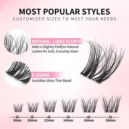 uCoolMe Born 3D ViVi Lashes With Invisible Band Home DIY Super Soft Lightly Fluffy D Curl Eyelash Extension Makeup Tool For Girl