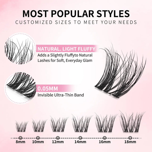 uCoolMe Born 3D ViVi Lashes With Invisible Band Home DIY Super Soft Lightly Fluffy D Curl Eyelash Extension Makeup Tool For Girl