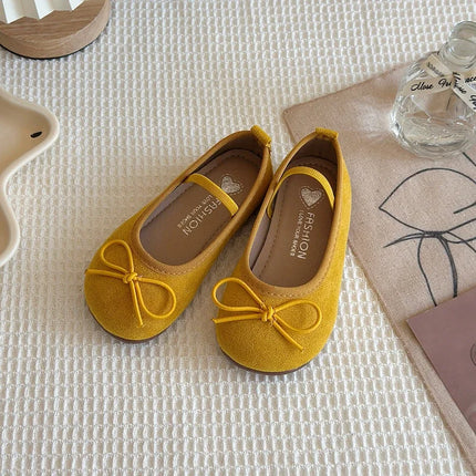 2025 Spring Autumn New Children Leather Shoes for Girls Fashion Korean Style Soft Sole Anti-slippery Sweet Bowtie Princess Shoes