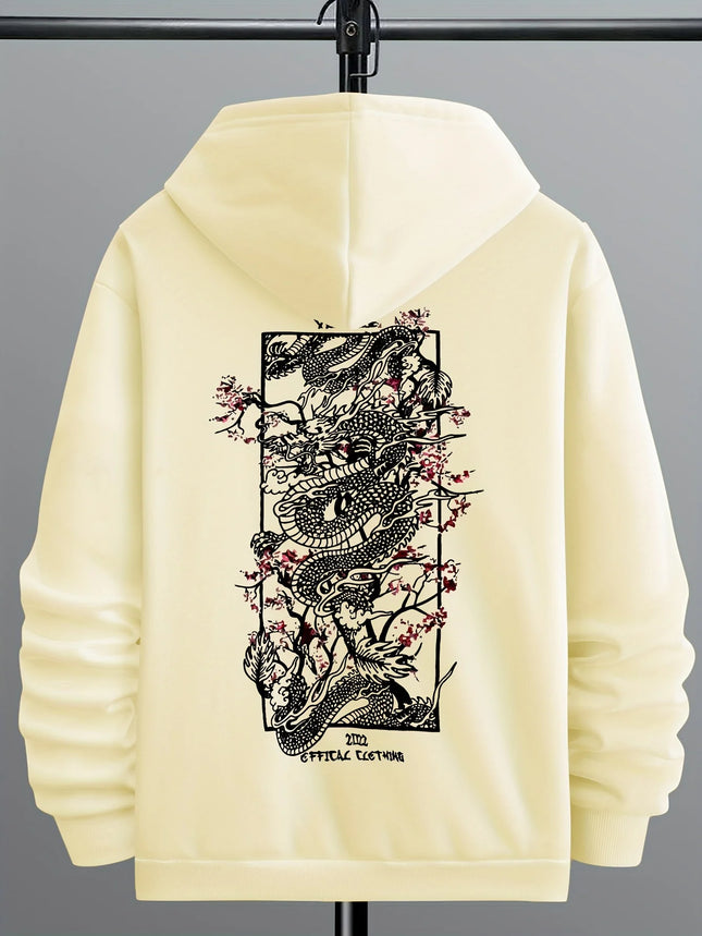 Vintage Hoodies Men Dragon Embroidery Hoodies Women Hip Hop Hooded Sweatshirt Chinese Streetwear Hoody Cotton Fleece Pullover