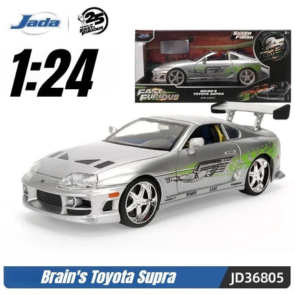 Jada 25th 1:24 Fast & Furious,Dodge Charger Skyline GTR Totota Supra Mitsubishi Eclipse Lancer EVO,Alloy Car Collection Gift Toy