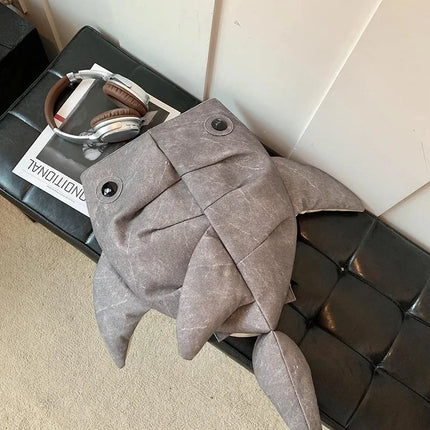 Cute Whale Shark Shape Backpack Durable Large Capacity Travel Bag Women Men Cute Outdoor Cartoon Knapsack Student Schoolbag