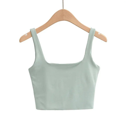 2025 Summer Women Sexy Sleeveless Tops Fashion Short Square Collar Tank Tops 6 Colors