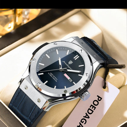POEDAGAR Luxury Business Watch For Men Waterproof Luminous Date Week Man Wristwatch Silicone Strap Fashion Quartz Men's Watches