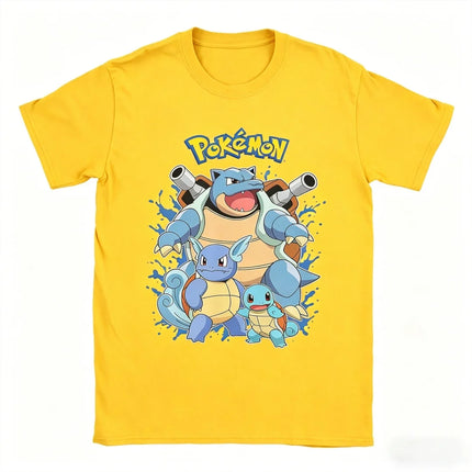 2026 Hot Sale Pokemon Blastoise Evolution T-shirt Squirtle Wartortle Blastoise Print Anime Tee Men Women Short Sleeve Summer Top