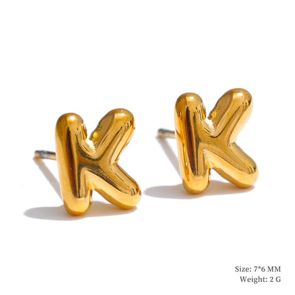 Yhpup 26 Initial Letter A-Z  Stainless Steel Gold Color Stud Earrings 18K PVD Waterproof Plated Daily Versatile Basic Jewelry