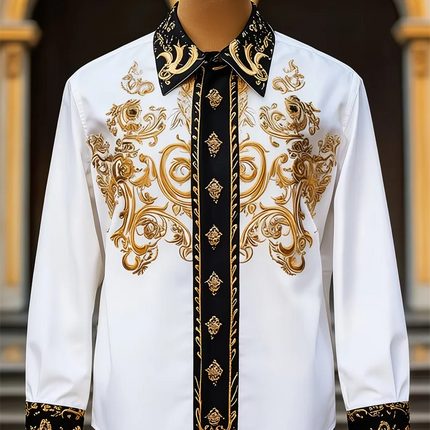 New Men's Long Sleeved Shirt with 3D Color Ink Print Design, Fashionable and Luxurious Print, Comfortable and Soft Top