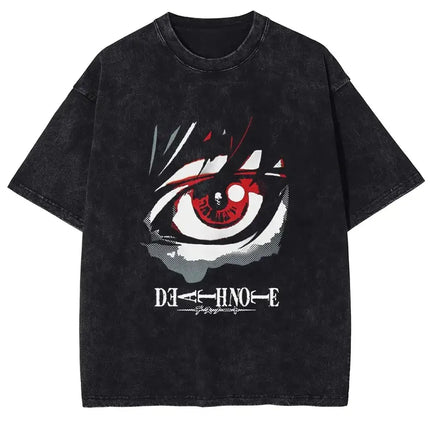 Death Note Misa Theme Double-Sided T-Shirt Dark Religious Style Illustration + "DEATH" Typography + Anime Gothic Subculture