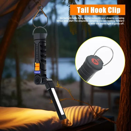 Multifunctional Folding Work Light Portable Rechargeable Flashlight Hook Magnetic Camping Light Outdoor Car Repair Emergency