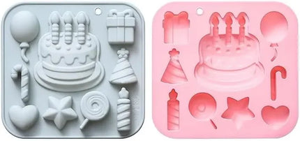Diy Birthday Cake Silicone Mold Gift Box Balloon Birthday Themed Baking Moulds for Chocolate Cake Dessert Candy Cake Decoration