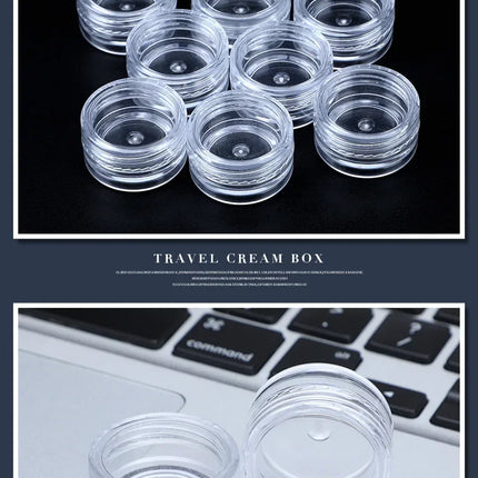 100pcs 2g/5g/10g  Cosmetic Jar Pots  Makeup Lip Balm Container Transparent Empty Plastic Sample Bottles Eyeshadow Cream