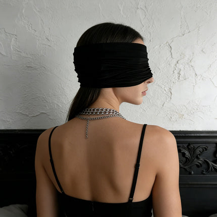 Black Ice Silk Blindfold Men BDSM Bondage Eye Mask Sexy Erotic Accessory Adult Game Cosplay Fetish for Couples