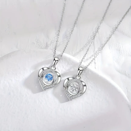 Women's Double Heart Necklace in Rose Gift Box - Elegant I Love You Jewelry Gift Suitable for Mother, Wife, Girlfriend 