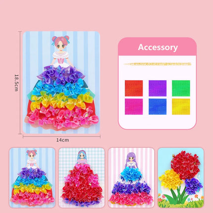Puzzle Puncture Painting Card Boards Poke Sets For Kids Girls DIY Dress Up Princess Hedgehog Peacock Fabric Poking Art Craft