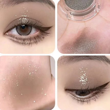 Diamond Grey Blue Highlighter Eyeshadow Palette Shine Pearlescent Face Body Brighten Glitter Natural Gloss Contour Makeup