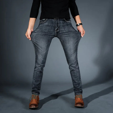 Professional Jeans Relaxed Straight Elastic Jeans Ultra Breathable Lightweight Jeans Casual Office Wide Denim Trousers.