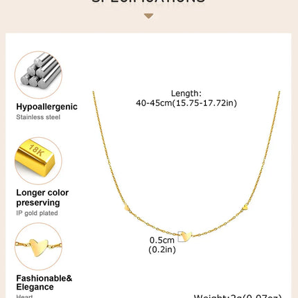 316L Stainless Steel Mini Heart Clavicle Chain Choker Necklace Women Chain Necklace Simple Jewelry