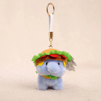Ultra-Soft PP Cotton Burger Animal Plushie Short Fabric Exquisite Embroidery Kawaii Foodie Key Chain Vivid Realistic Colors
