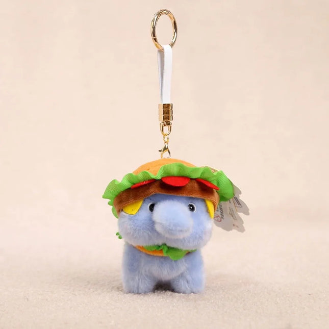 Ultra-Soft PP Cotton Burger Animal Plushie Short Fabric Exquisite Embroidery Kawaii Foodie Keychain Vivid Realistic Colors