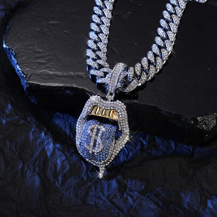 Ice Out chain Dollar Pendant 18inch 45CM plate Cuban Punk Jewelry For Gift Chain For Men And Women Necklace zircon With Hip Hop