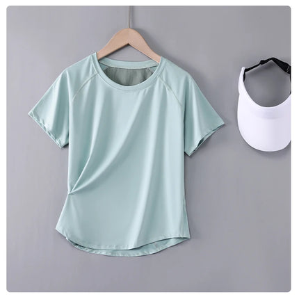 DRUR Women Sports T-shirt Short Sleeve Quick Dry Loose  Compression Shirt Female Summer Fitness Sweatshirt Running Gym Tops New