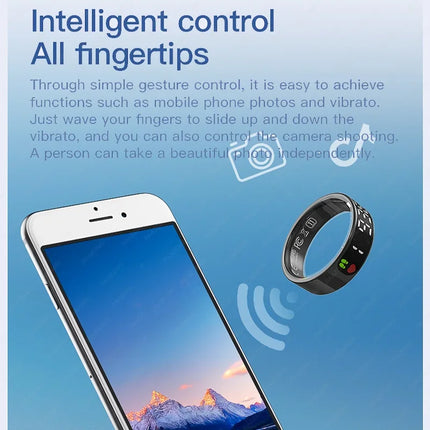 New Smart Ring with Screen 5ATM Waterproof Diving Swim Heart Rate Blood Oxygen Sleep Monitor Multi Sport Mode Gesture Control