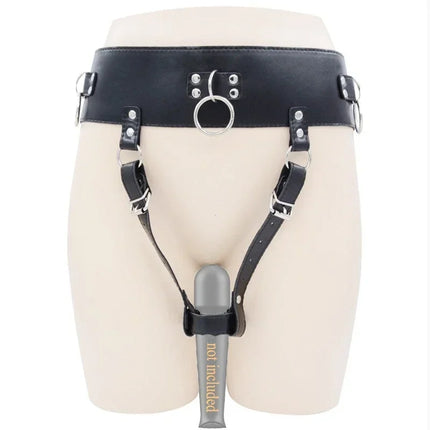 BDSM Leather AV Wand Vibrator Holder Harness Woman,Forced Orgasm Sex Suit Lingerie,Bondage Restraints,Chastity Belt,Adult Games