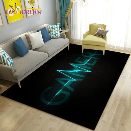 3D Cartoon Gamer Game Over Area Rug Large,Carpet Rug for Living Room Bedroom Sofa Doormat Decoration,Kid Play Non-slip Floor Mat