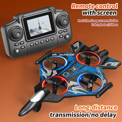 Fighter Jet Drone With Screen Remote Altitude Hold 360° Stunt Roll 2.4G Multiplayer Play Cool LED Light Beginner Friendly RC Quadcopter
