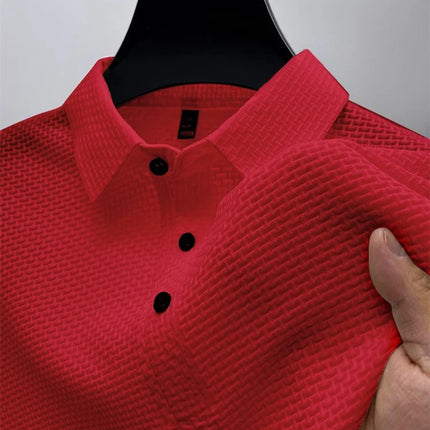 Summer men's loose and comfortable short-sleeved polo shirt ice silk breathable business fashion T-shirt high quality clothing
