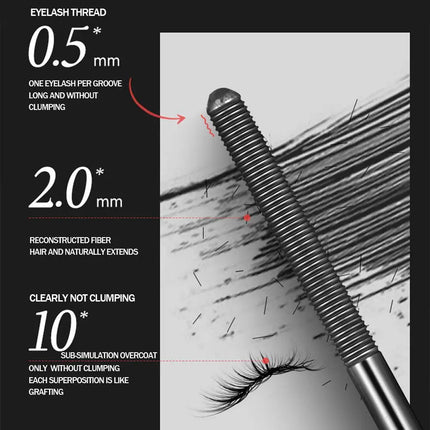 Metal Iron Lashes Mascara Waterproof Silk Fiber Mascara Black Long Curling Eyelash Extensions Non-clumping Eyes Makeup Cosmetics