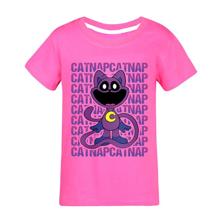 Smiling Critters T-shirt Kids Short Sleeve T-shirts Toddler Girls Cartoon Catnap Clothes Baby Boys T-shirt Children Casual Tops