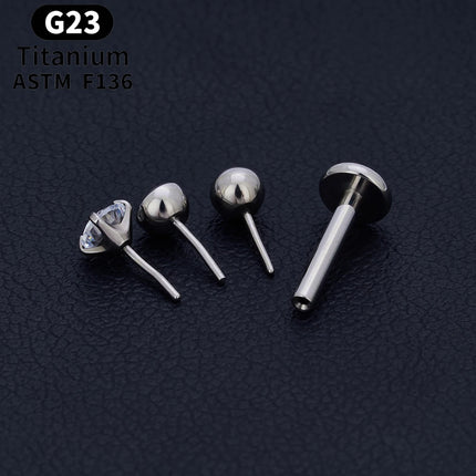 10PCS ASTM F136 G23 Titanium Piercing Labret Lip Ring Stud Earring CZ Ear Tragus Cartilage Helix Daith Pierc Jewelry 16/18/20g