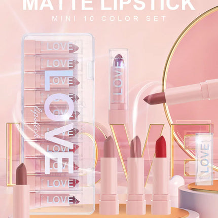 10 PCS Matte Lipstick Kit lip gloss Korean cosmetics LIp gloss Long Lasting Makeup for women Lip pencil cheap make up Beauty