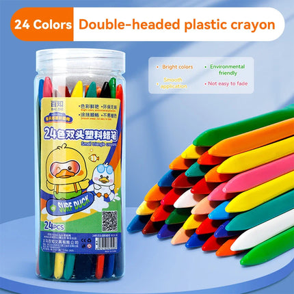 12/24/36 Color Triangle Crayons Non-Dirty Hands Double-headed Plastic Oil Paint Sticks for Children's Kindergarten Stationery