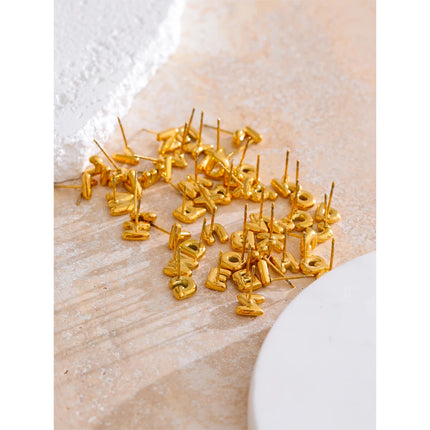 Yhpup 26 Initial Letter A-Z  Stainless Steel Gold Color Stud Earrings 18K PVD Waterproof Plated Daily Versatile Basic Jewelry
