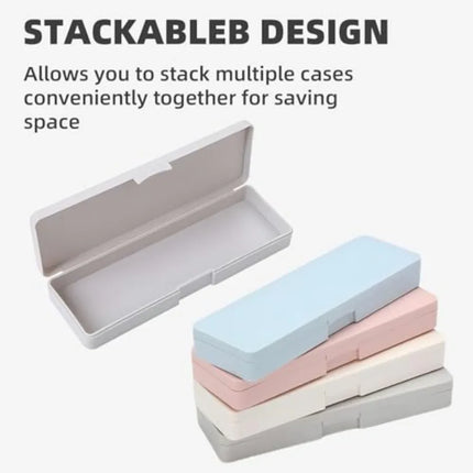 Pencil Box, 4 Pack Hard Pencil Case with Snap-Tight Lid, Stackable Plastic Crayon Box for Marker, Large Capacity School Office
