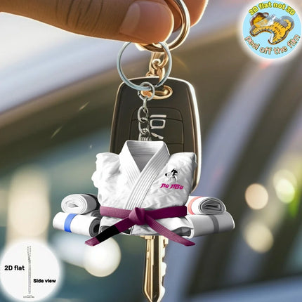 2D Judo Suit Keychain Jiu-Jitsu Themed Pendant Flat Acrylic Ornament Charms Karate Hanging Decoration for Bag Party Festive Gift