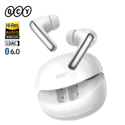 QCY MeloBuds N60 HT19 Wireless Bluetooth 6.0 Earphones 56dB Hybrid ANC LDAC Hi-Res Audio with Coaxial Dual Driver Earbuds 45Hrs