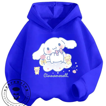 Autumn Winter Outdoor Casual Cinnamoroll Hooded Sweatshirt 3-14Y Boys Girls Cute Kawaii Cartoon Street Hot Fashion